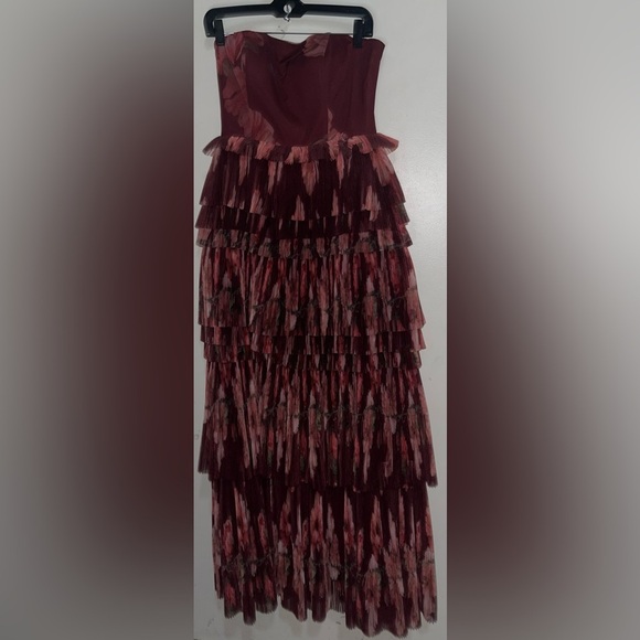 Anthropologie Hutch Nalina Strapless Floral Tiered Tulle Maxi Dress NWOT - Picture 3 of 16